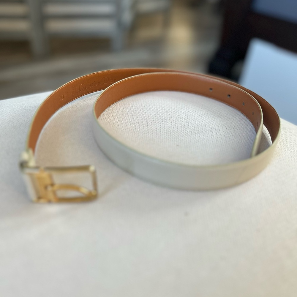 Dior Cream and Tan Leather Belt
